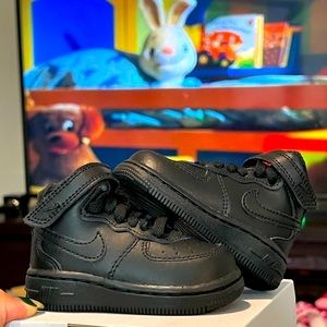 Black Nike Air Force Ones. Size 3C. (3 Crib)